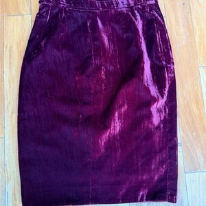 Yves Saint Laurent Velvet Pencil Skirt in Wine